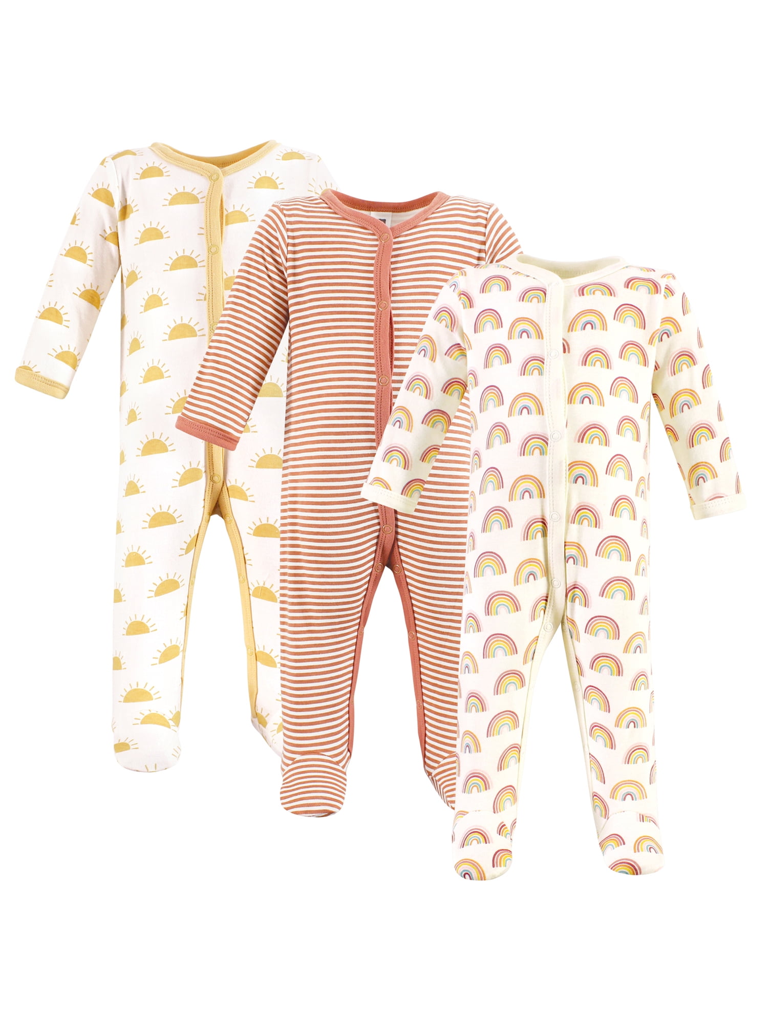 Hudson Baby Long Sleeve Sleep and Play, 3-Pack, Newborn-9 Months