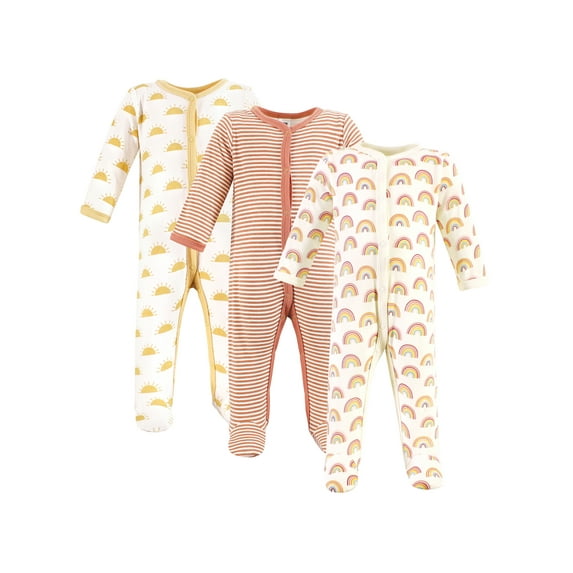 Hudson Baby Long Sleeve Sleep and Play, 3-Pack, Newborn-9 Months