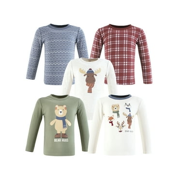 Hudson Baby Long Sleeve Tees, 5-Pack, 12 Months- 5T