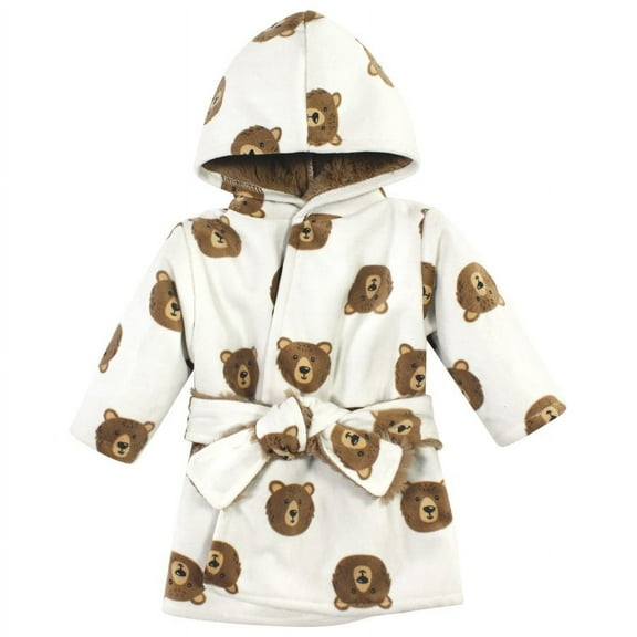 Hudson Baby Mink with Faux Fur Lining Pool and Beach Robe Cover-ups, Brown Bear, 18-24 Months