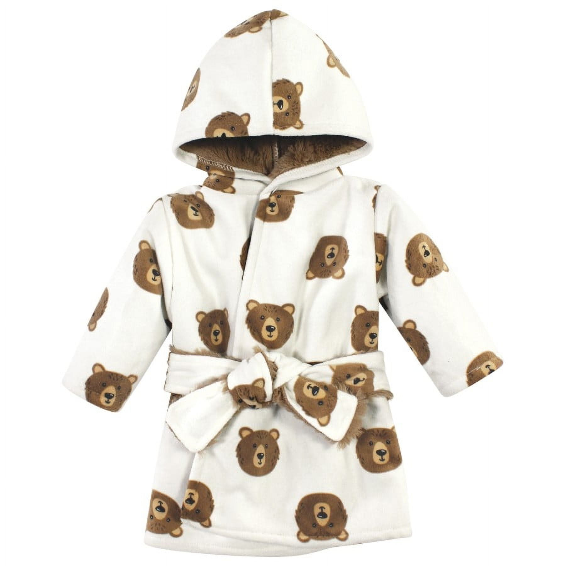 Hudson Baby Mink with Faux Fur Lining Pool and Beach Robe Cover-ups, Brown Bear, 6-12 Months
