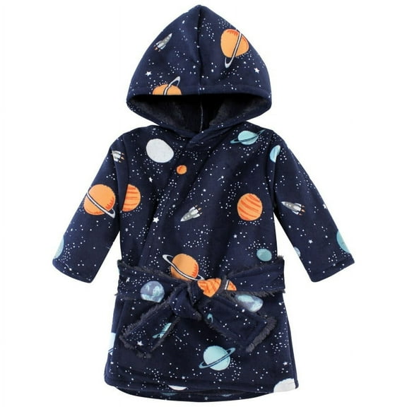 Hudson Baby Mink with Faux Fur Lining Pool and Beach Robe Cover-ups, Space, 12-18 Months