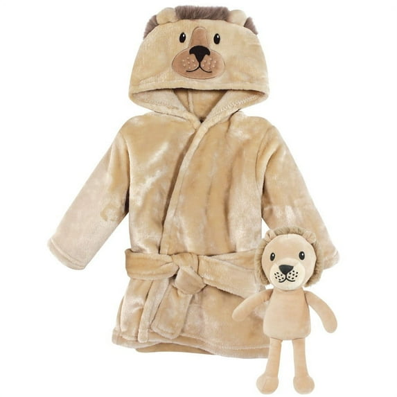 Hudson Baby Plush Bathrobe and Toy Set, Lion, One Size