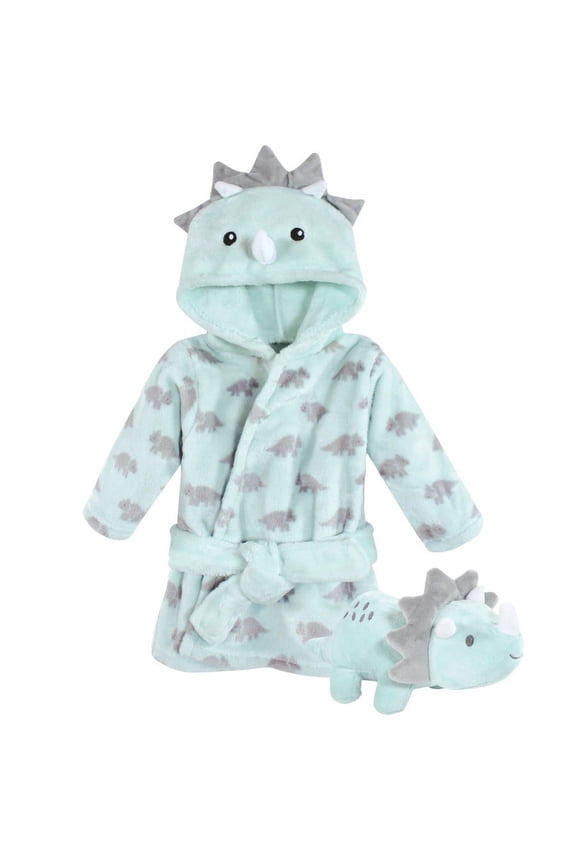 Plush Bathrobe and Toy Set, Triceratops, One Size