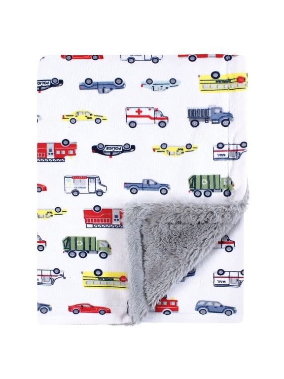 Plush Blanket with Furry Binding and Back, Going Places, One Size