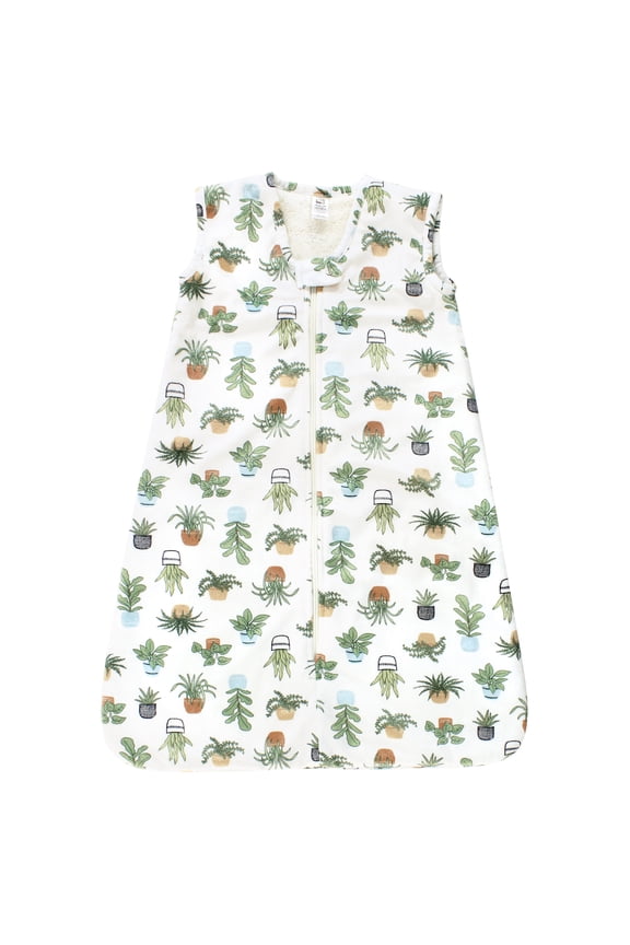 Plush Faux Fur Sleeping Bag, Wearable Blanket, Plants, 0-6 Months