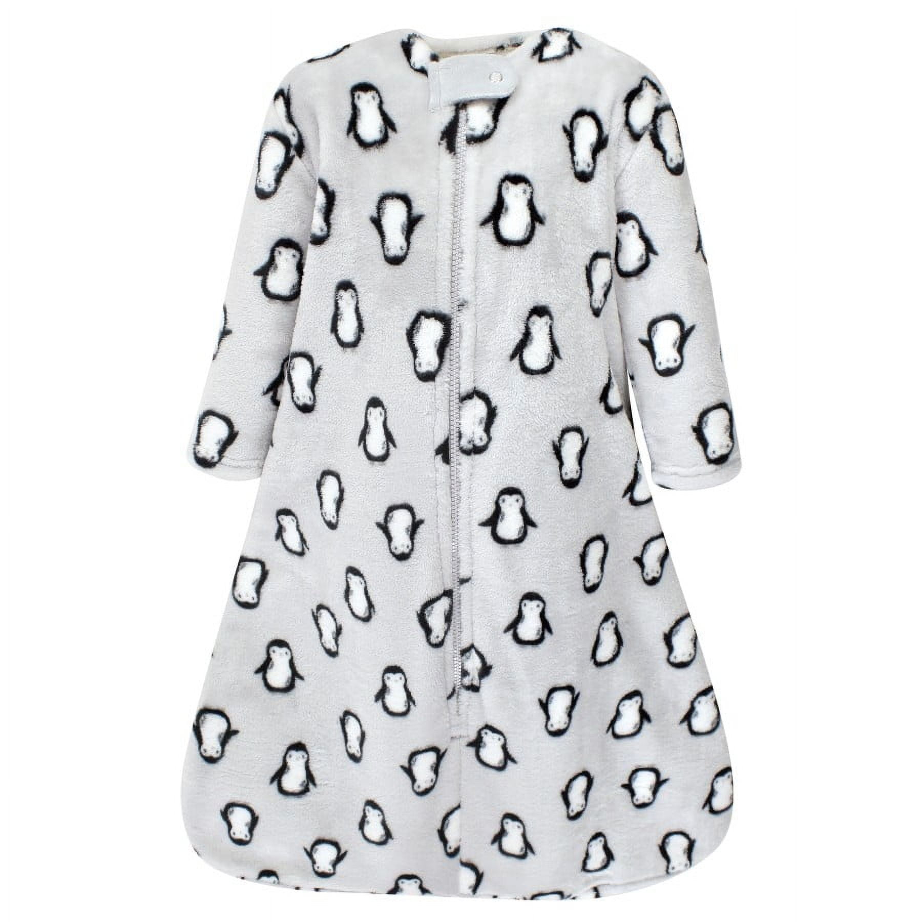 Hudson Baby Plush Long-Sleeve Sleeping Bag, Sack, Blanket, Gray Penguin, 18-24 Months