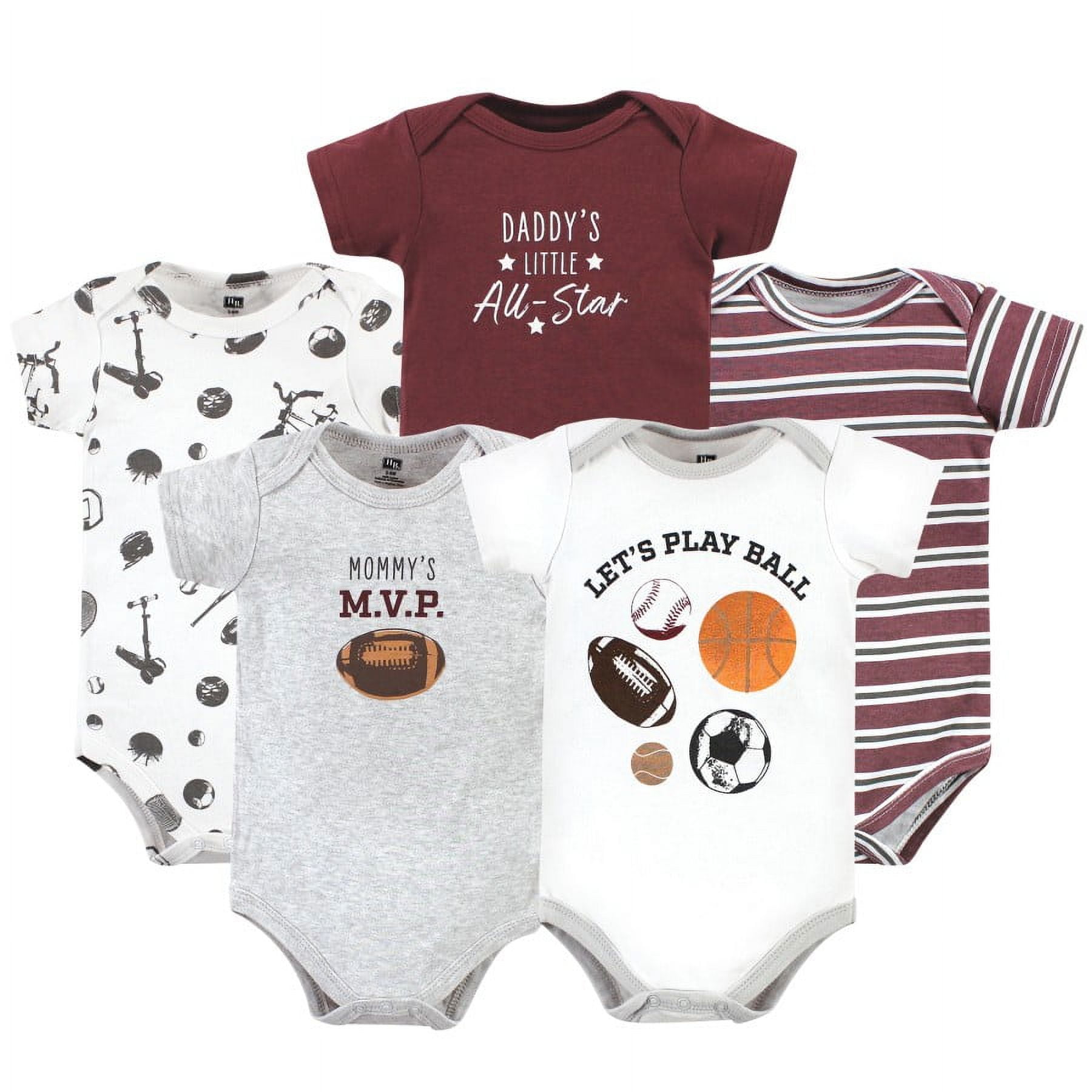 Hudson Baby Short Sleeve Bodysuits, 5-Pack, Newborn- 24 Months