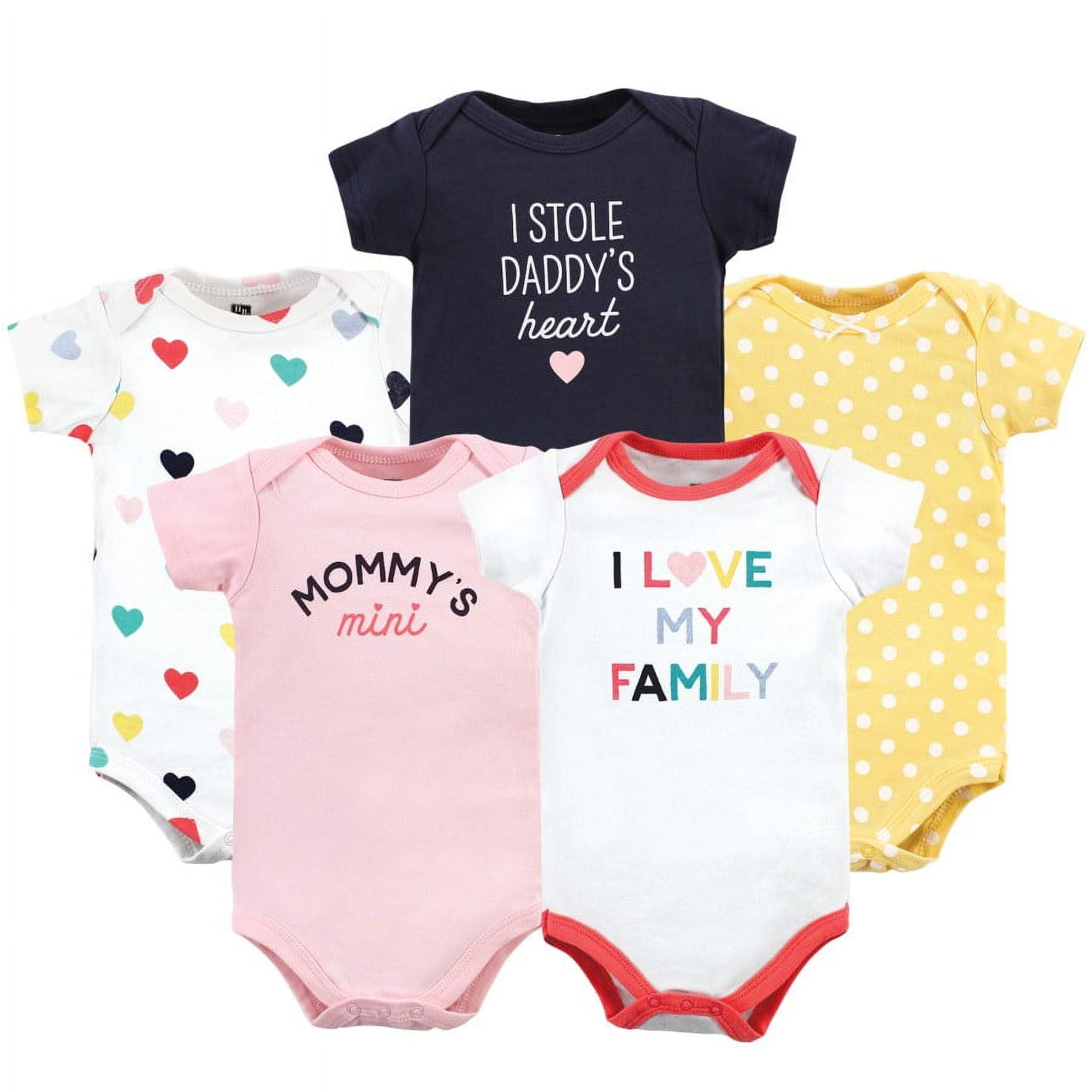 Hudson Baby Short Sleeve Bodysuits, 5-Pack, Newborn- 24 Months