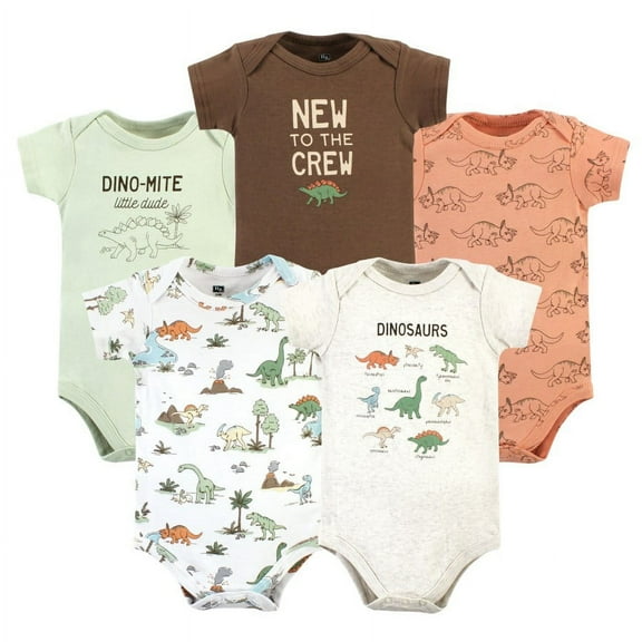 Hudson Baby Short Sleeve Bodysuits, 5-Pack, Newborn- 24 Months