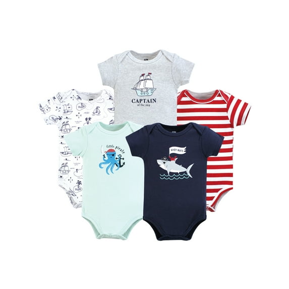 Hudson Baby Short Sleeve Bodysuits, 5-Pack, Newborn- 24 Months