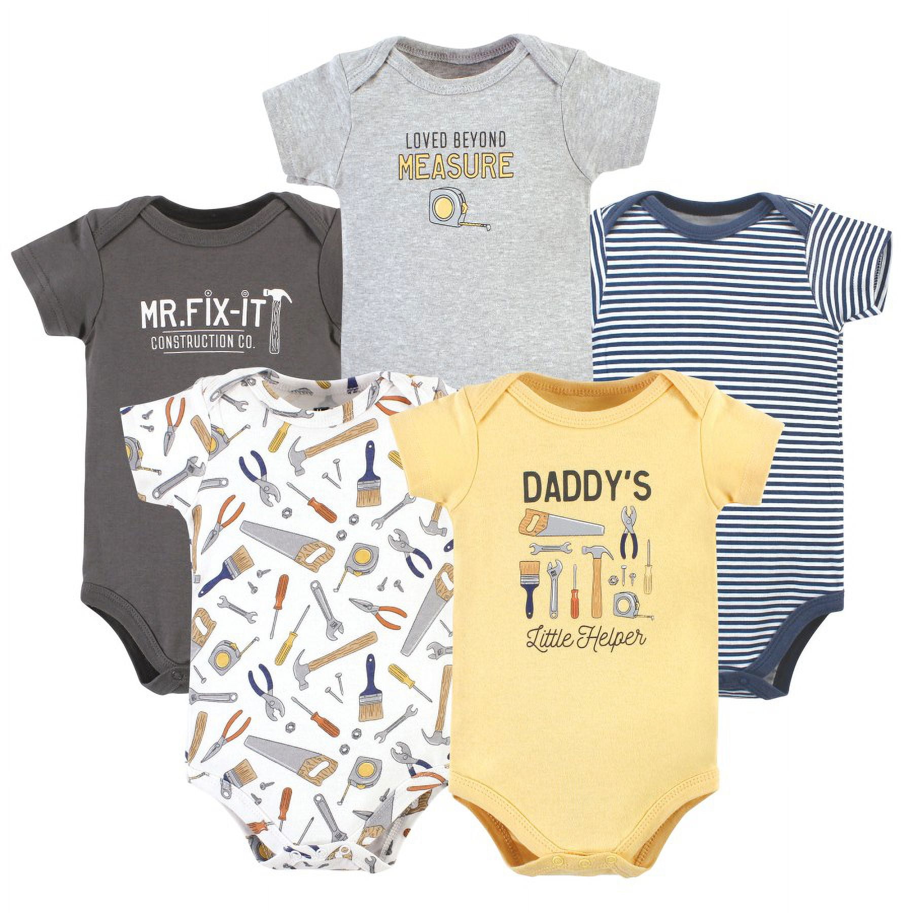 Hudson Baby Short Sleeve Bodysuits, 5-Pack, Newborn- 24 Months