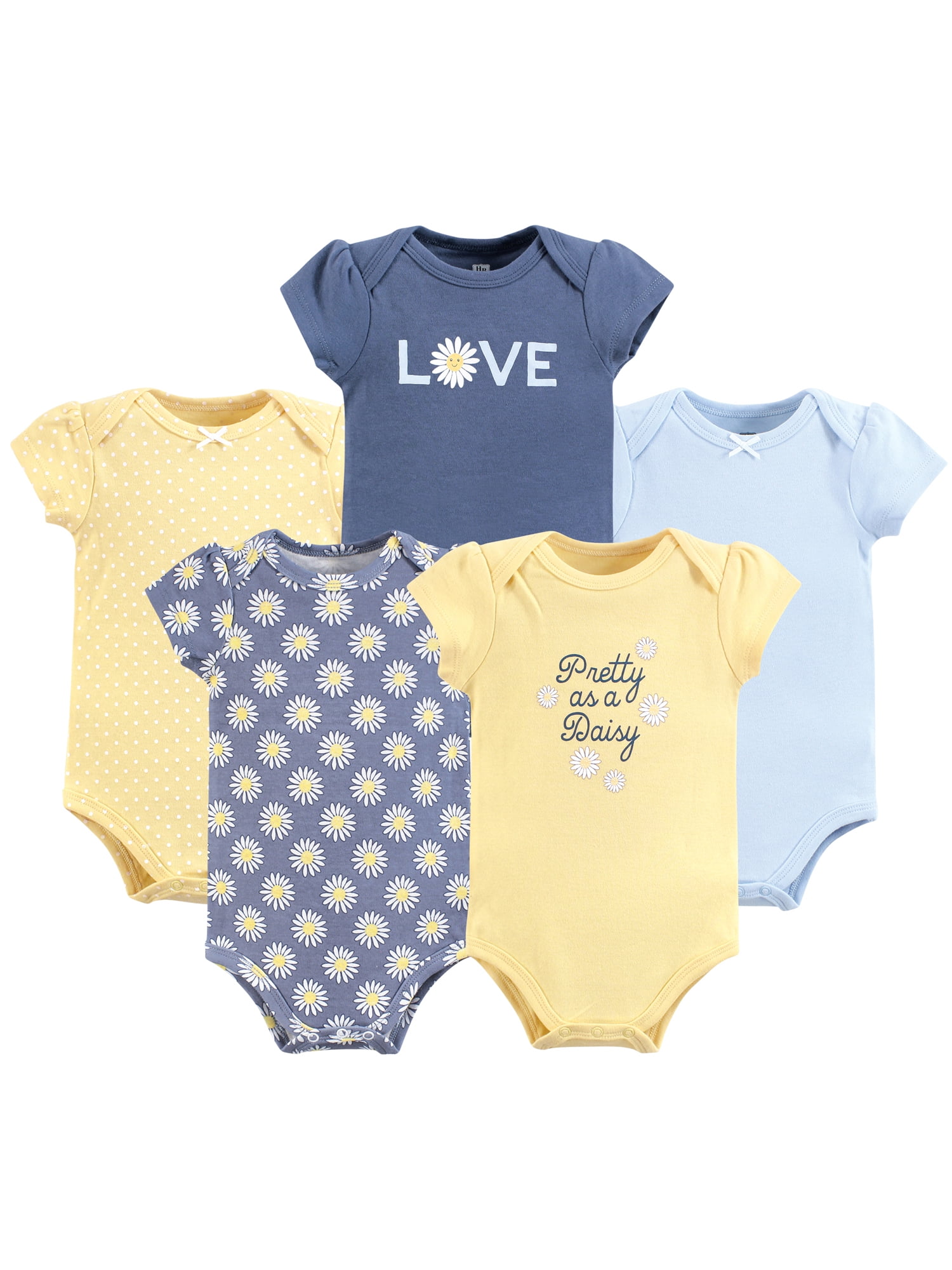 Hudson Baby Short Sleeve Bodysuits, 5-Pack, Newborn- 24 Months