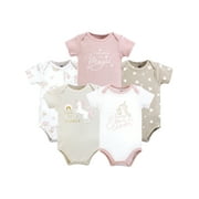 Hudson Baby Short Sleeve Bodysuits, 5-Pack, Newborn- 24 Months
