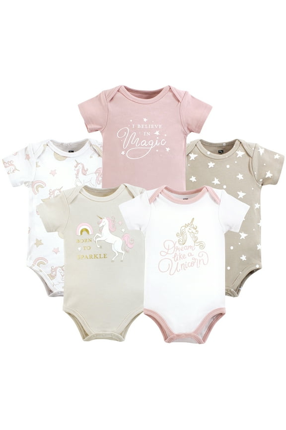 Short Sleeve Bodysuits, 5-Pack, Newborn- 24 Months