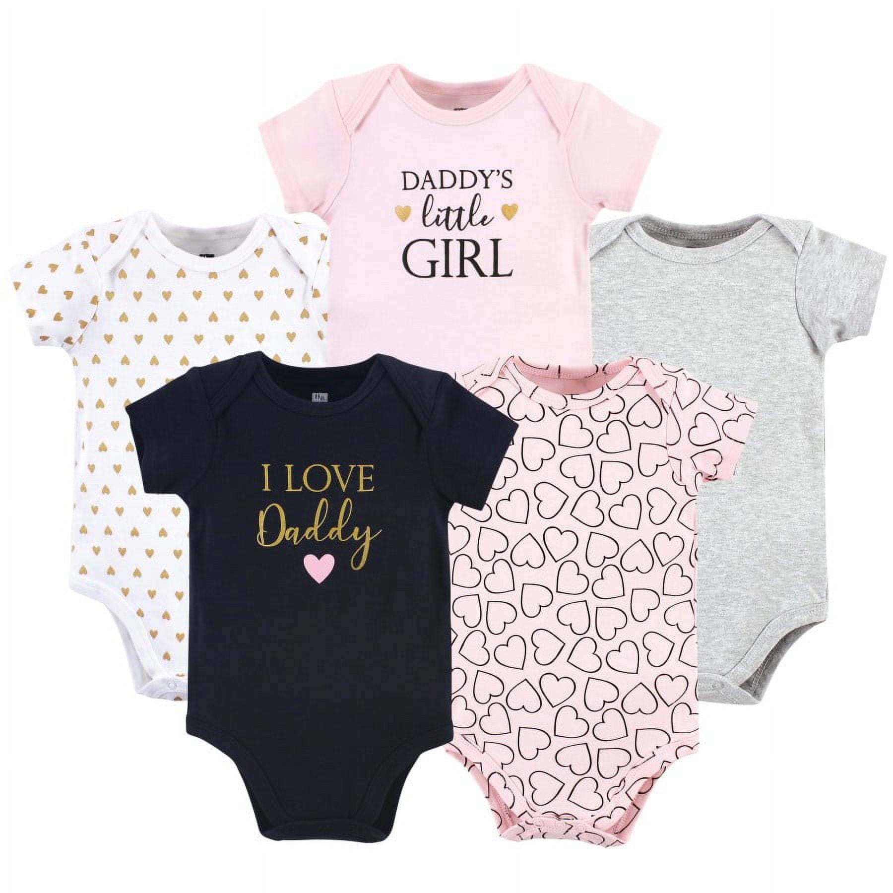 Hudson Baby Short Sleeve Bodysuits, 5-Pack, Newborn- 24 Months