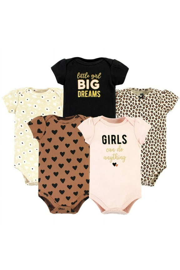 Short Sleeve Bodysuits, 5-Pack, Newborn- 24 Months