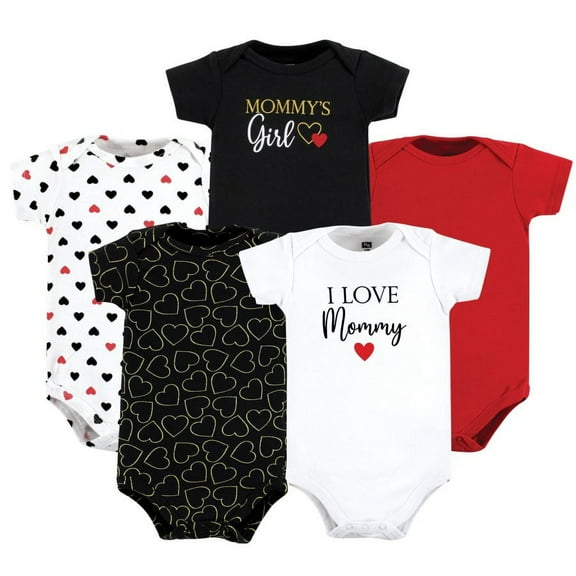 Hudson Baby Short Sleeve Bodysuits, 5-Pack, Newborn- 24 Months
