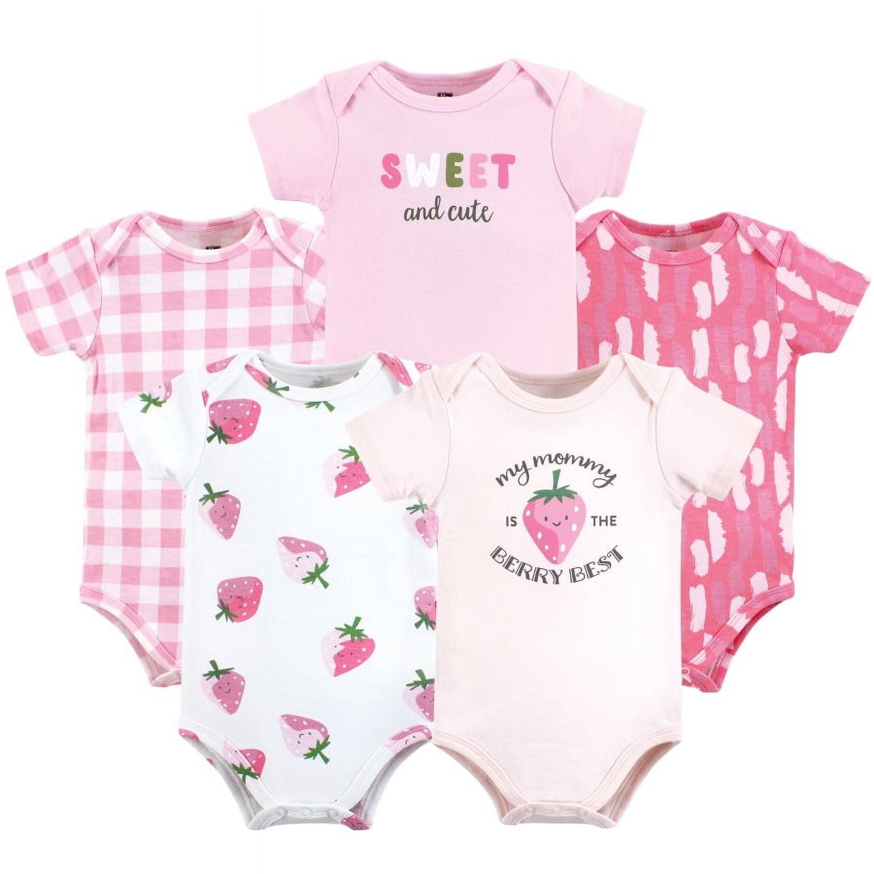 Hudson Baby Short Sleeve Bodysuits, 5-Pack, Newborn- 24 Months