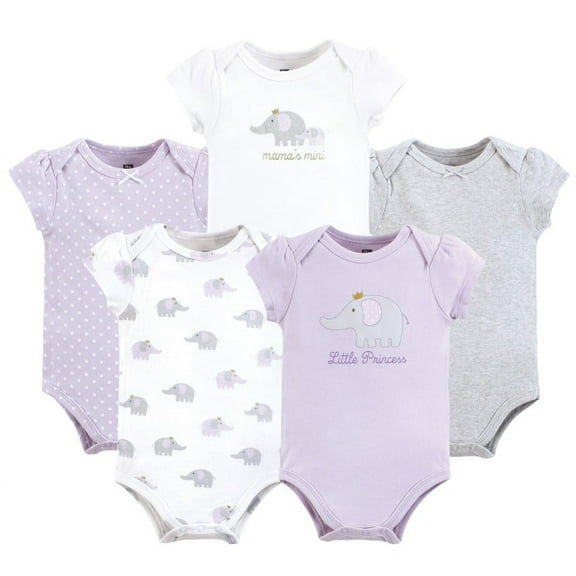 Hudson Baby Short Sleeve Bodysuits, 5-Pack, Newborn- 24 Months