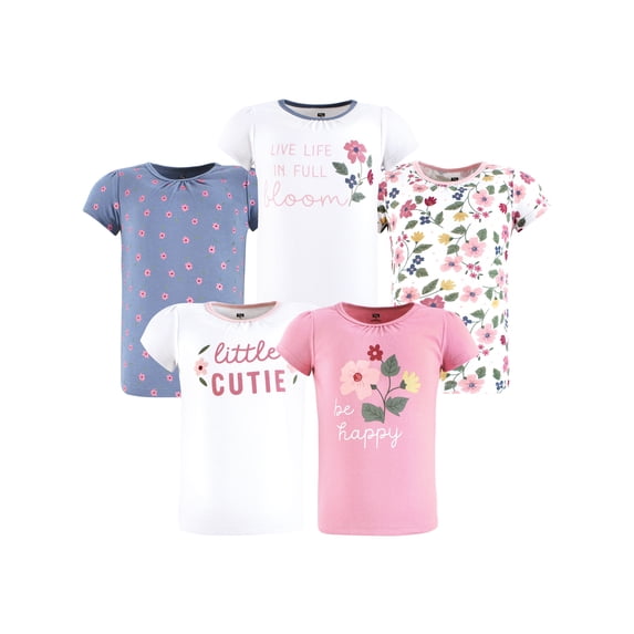 Hudson Baby Short Sleeve Tees, 5-Pack, 12 Months- 5T