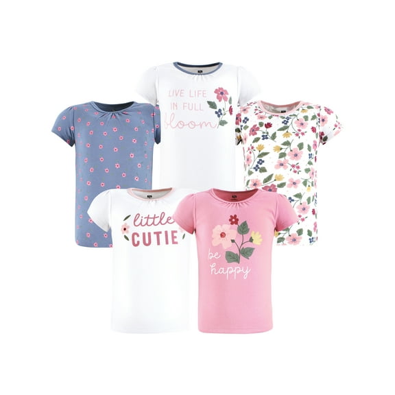 Hudson Baby Short Sleeve Tees, 5-Pack, 12 Months- 5T
