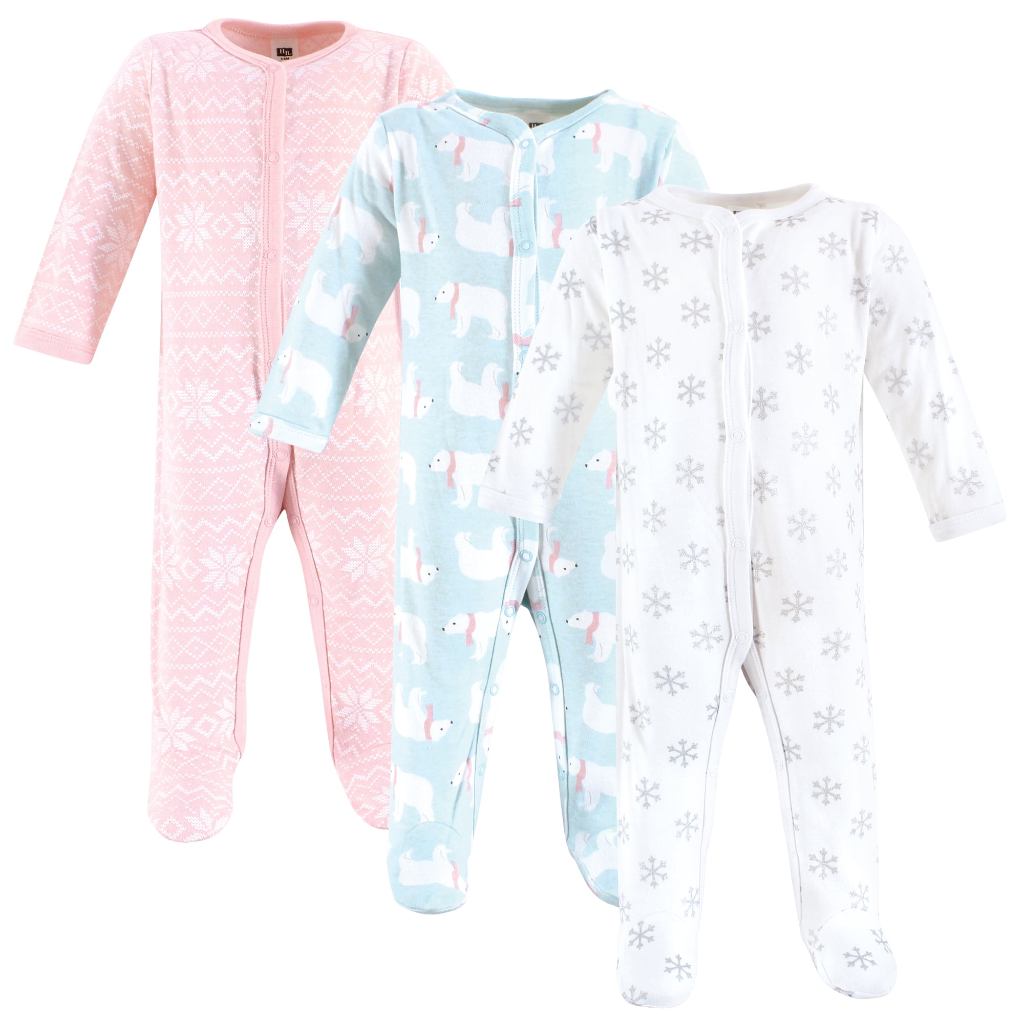 Hudson Baby Long Sleeve Sleep and Play, 3Pack, Newborn9 Months