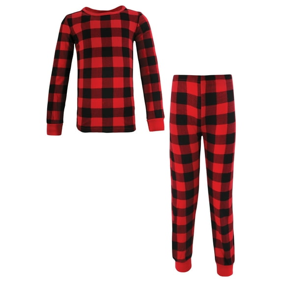 Hudson Baby Thermal Long Underwear 2pc Set, Buffalo Plaid, 8 Years