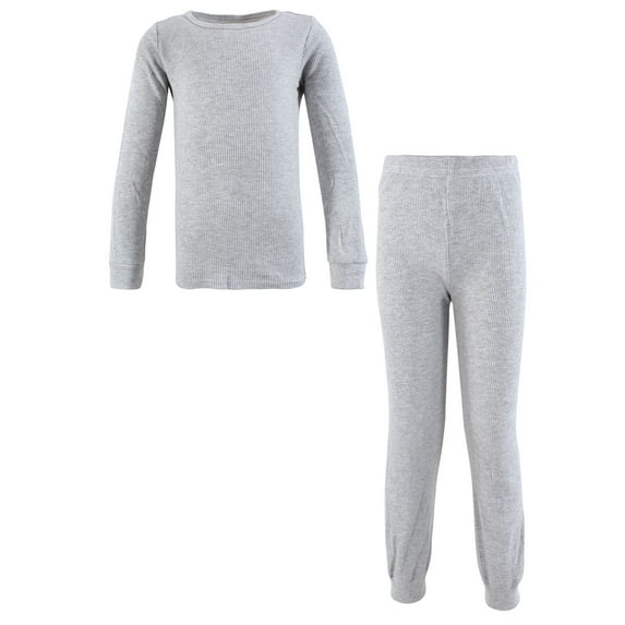 Hudson Baby Thermal Long Underwear 2pc Set, Heather Gray, 4T