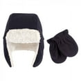 thumbnail image 1 of Hudson Baby Toddler Boy Fleece Trapper Hat and Mitten 2pc Set, Navy, 12-18 Months, 1 of 2