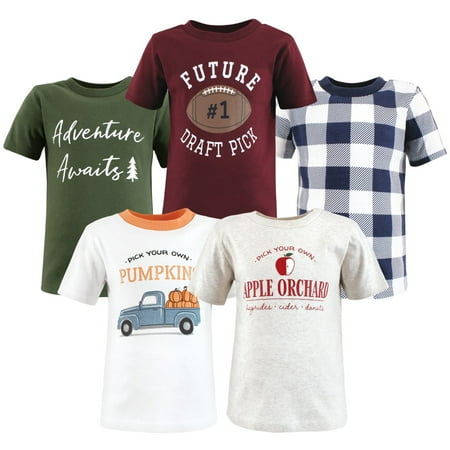 Hudson Baby Toddler Boy Short Sleeve T-Shirts, Fall Activities, 18-24 Months