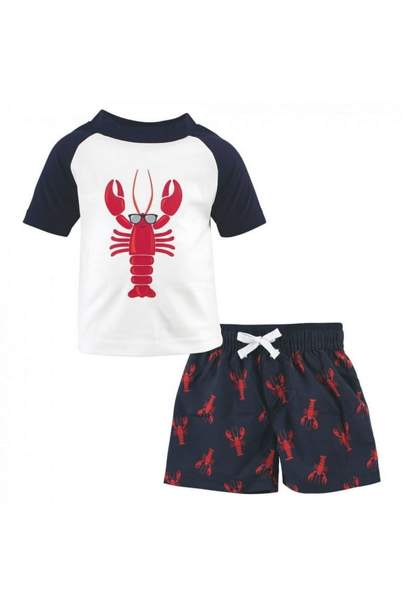 Toddler Boy Swim Rashguard Set, Lobster, 2 Toddler