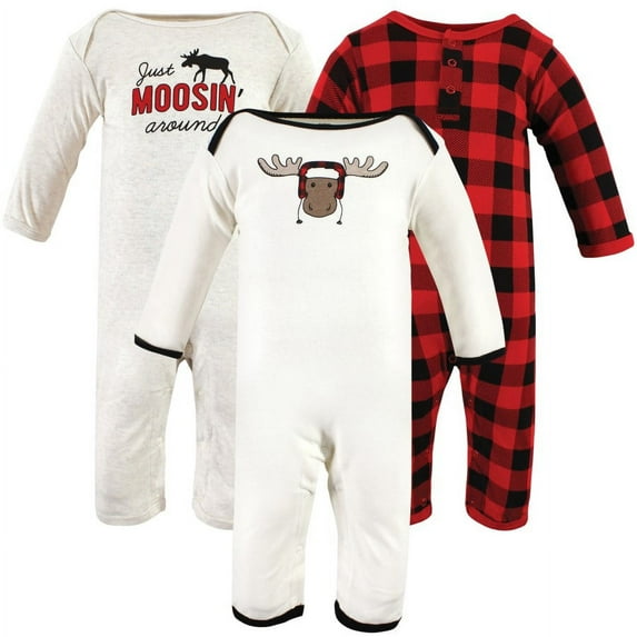 Hudson Baby Toddler Boys Cotton Coveralls, Winter Moose, 12-18 Months