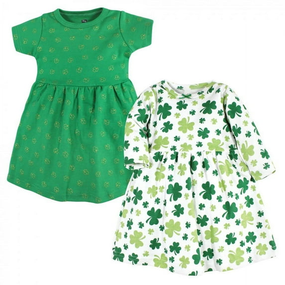 Hudson Baby Toddler Girl Cotton Dresses, Shamrocks, 3 Toddler