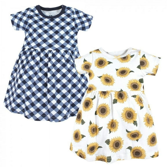 Hudson Baby Toddler Girl Cotton Dresses, Sunflower, 4 Toddler