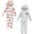 thumbnail image 1 of Hudson Baby Toddler Girl Fleece Jumpsuits, Coveralls, and Playsuits 2pk, Pink Penguin, 2 Toddler, 1 of 1