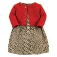 thumbnail image 1 of Hudson Baby Toddler Girl Quilted Cardigan and Dress, Leopard Red, 2 Toddler, 1 of 5