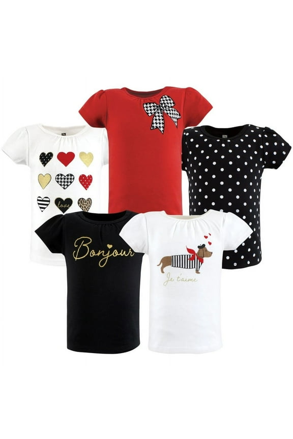 Toddler Girl Short Sleeve T-Shirts, Houndstooth Red, 12-18 Months