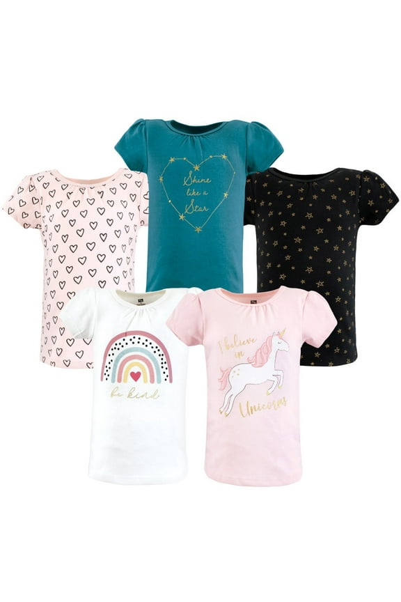 Toddler Girl Short Sleeve T-Shirts, Unicorn Rainbow, 6-12 Months