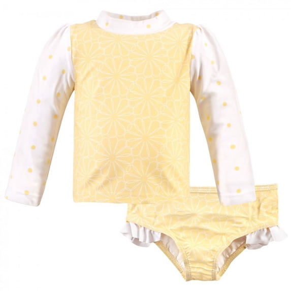 Hudson Baby Toddler Girl Swim Rashguard Set, Yellow Daisy, 5 Toddler