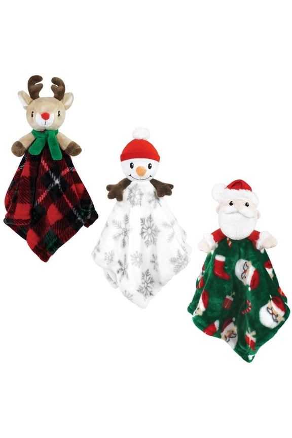 Unisex Baby Animal Face Security Blanket, White Snowman, One Size