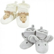 Hudson Baby Unisex Baby Animal Fleece Booties 2-Pack, Gray Elephant Giraffe, 18-24 Months