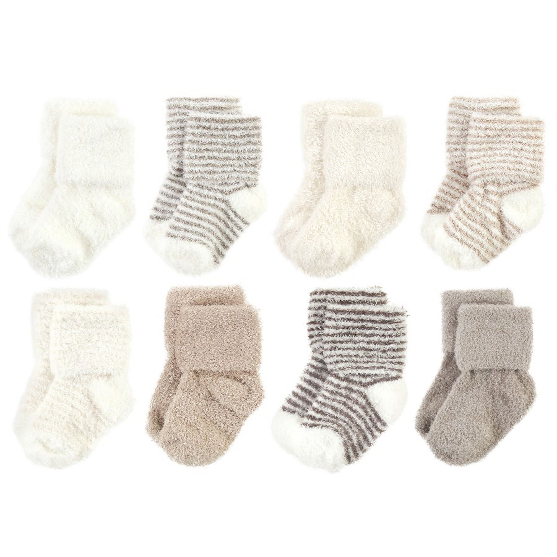 Hudson Baby Unisex Baby Chenille Socks, Beige Stripe