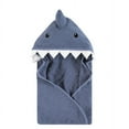 thumbnail image 1 of Hudson Baby Unisex Baby Cotton Animal Face Hooded Towel, Blue Shark, One Size, 1 of 2