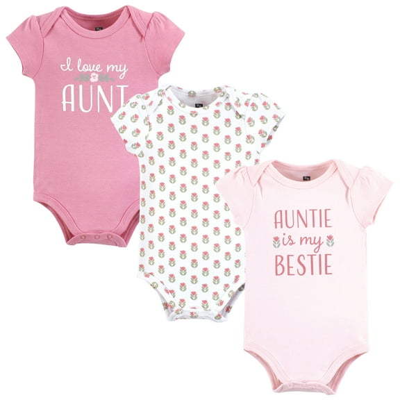 Hudson Baby Unisex Baby Cotton Bodysuits, Auntie Bestie, 12-18 Months
