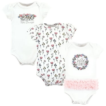Hudson Baby Unisex Baby Cotton Bodysuits, Wild Flower Tutu, 3-6 Months