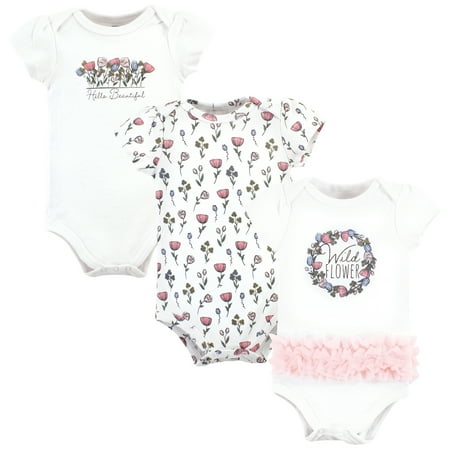 Hudson Baby Unisex Baby Cotton Bodysuits, Wild Flower Tutu, 6-9 Months