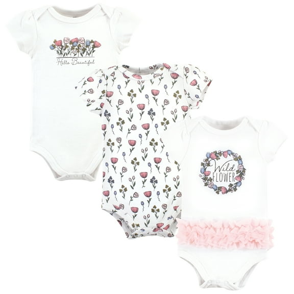 Hudson Baby Unisex Baby Cotton Bodysuits, Wild Flower Tutu, 6-9 Months