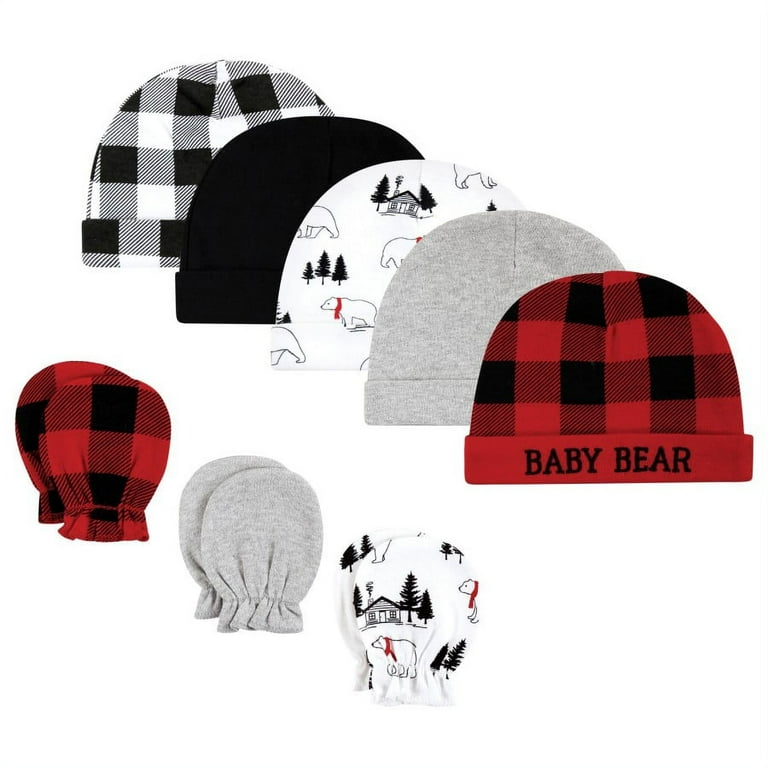 Hudson Baby Unisex Baby Cotton Cap and Scratch Mitten Set