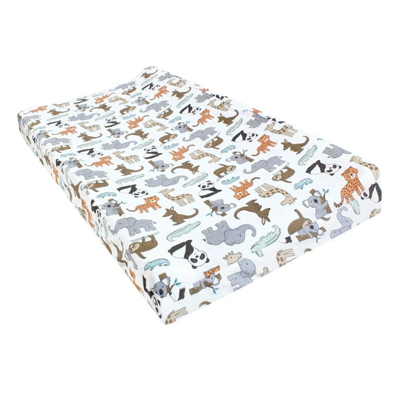 Hudson Baby Unisex Baby Cotton Changing Pad Cover, Zoo Animals, One Size